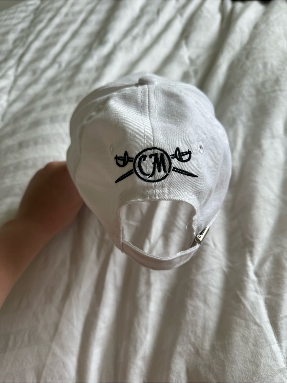 White Embroidered Baseball Cap - Picture 2 of 2